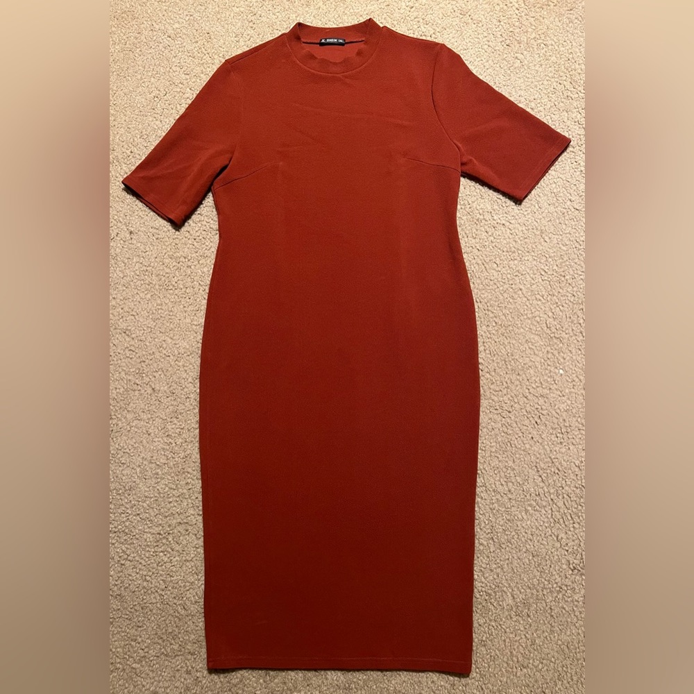 Shein Round Neckline Maxi Dress, Color: Orange, Size 1XL, New Without Tag